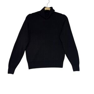 Edinburgh Pure Wool washable Lambswool Black Turtleneck Sweater Classic staple M